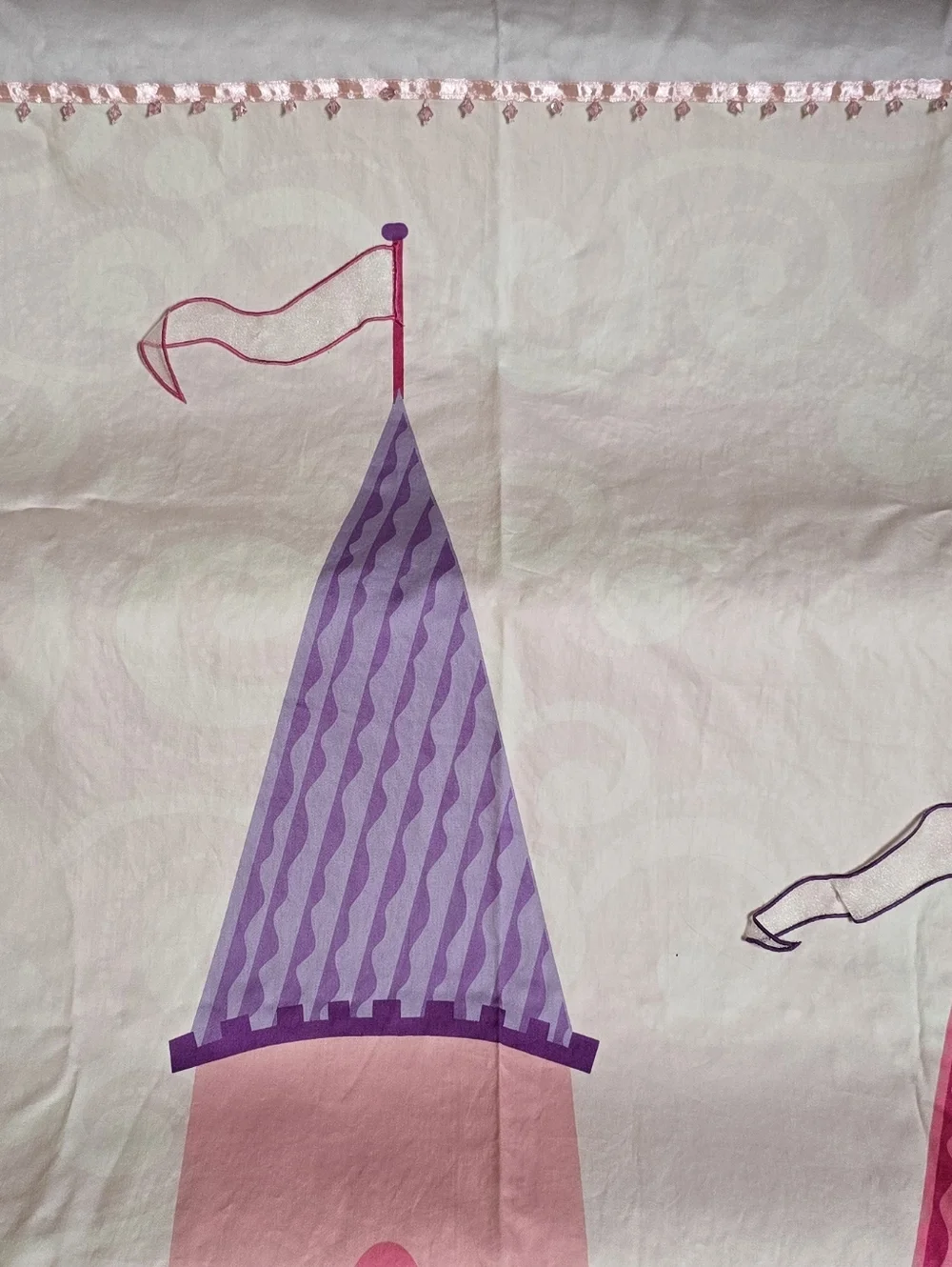 2 Pc Matching Set Pink & Purple Castle Shower Curtain And Bath Mat  - Kids